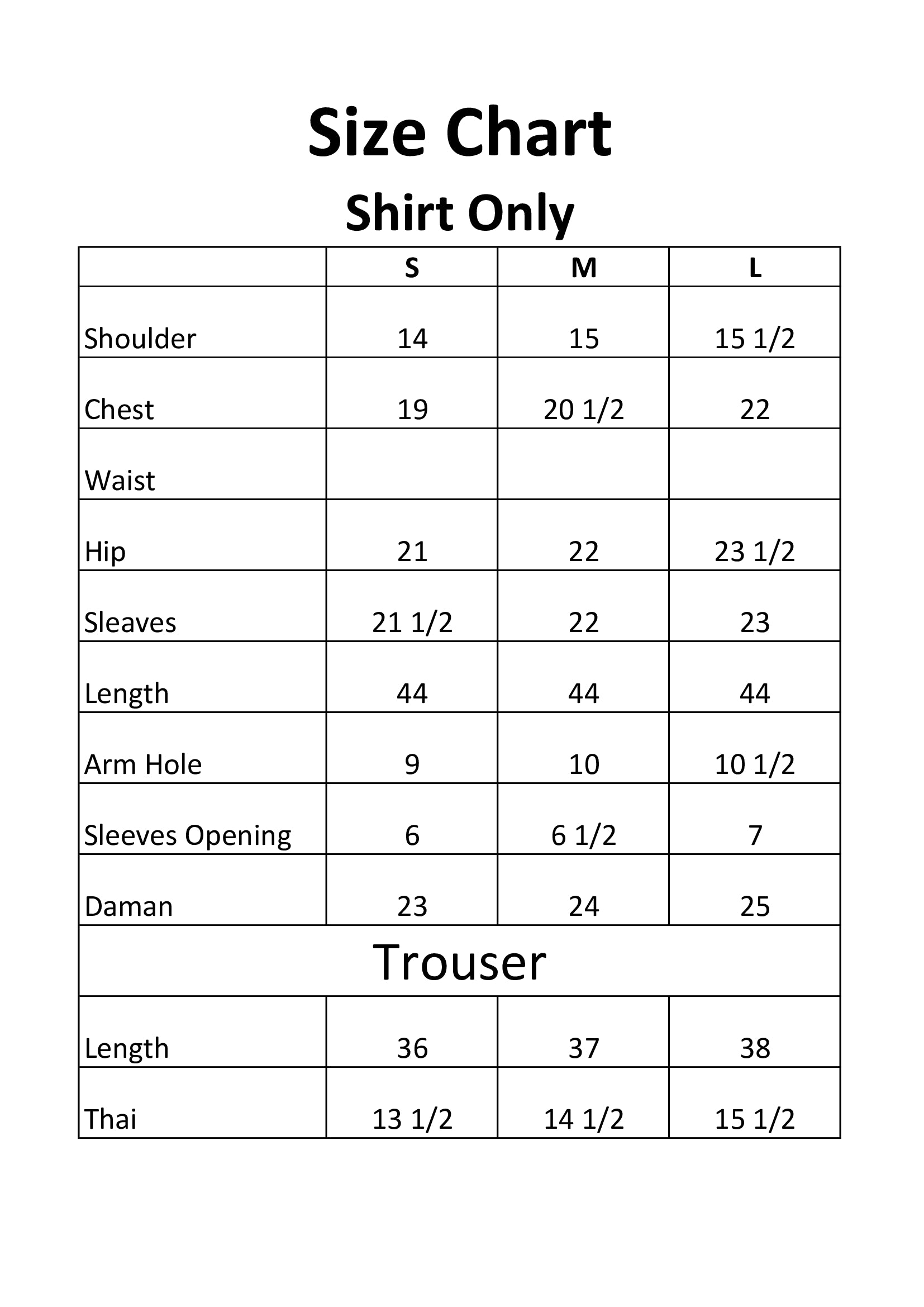Size Chart